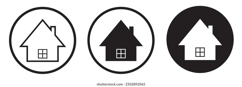 Web home icon for apps and websites, House icon, Home sign in circle or Main page icon in filled, thin line, outline and stroke style for apps and website.