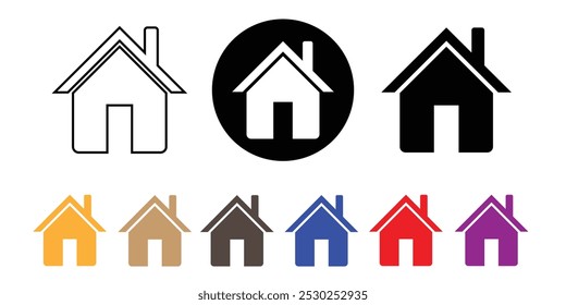 Icono de Web para App y Sitios web. Colección de iconos de casa. Ilustración vectorial de símbolo de casa de color diferente