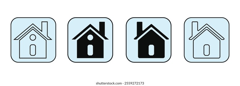 Web home icon for apps and websites, House icon, Home sign in circle or Main page icon in filled, thin line, outline and stroke style for apps and website. EPS 10.