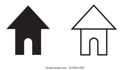 Web home icon for apps and websites, House icon, Home sign in circle or Main page icon in filled, thin line, outline and stroke style for apps and website