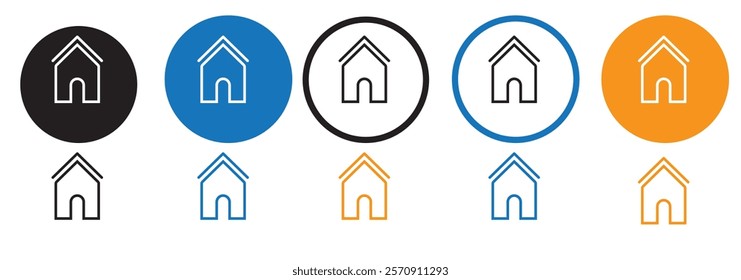 Web home icon for apps and websites, House icon, Home sign in circle or Main page icon in filled, thin line, outline and stroke style for apps and website