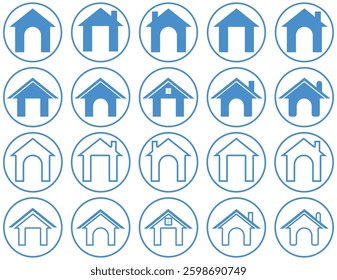 Web home icon for apps and websites, House icon, Home sign in circle or Main page icon set, vector illustrasion.