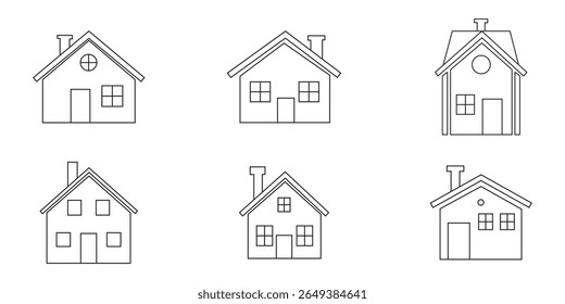 Web-Home-Symbol für Apps und Websites. Home-Symbole der Kollektion. Haussymbol, einfaches monochromes Haussymbol-Set, Web Home Icons Pack Haussymbol-Set eps 10