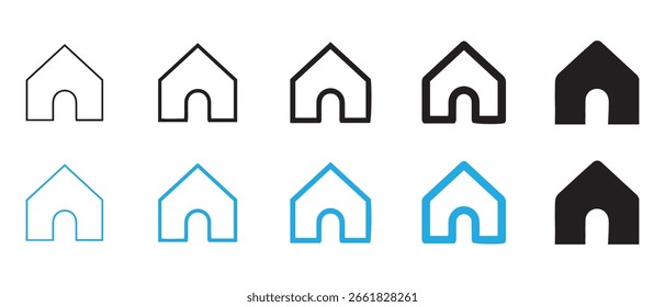 Web home icon for apps and websites, House icon, Home sign in circle or Main page icon in filled, thin line, outline and stroke style for apps and website.