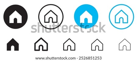 Web home icon for apps and websites, House icon, Home sign in circle or Main page icon