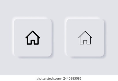 Web home icon button, House icon, Home sign in circle or Main page icon for apps and website	in neumorphism button