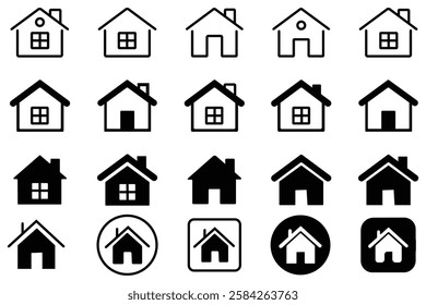 Web home icon, vector set, House icon for apps and websites. House icons sign. Vector illustration.