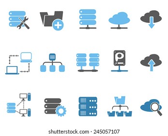 web host icons set, blue series