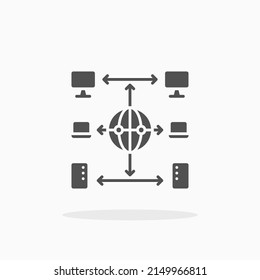 icono de glifo del servidor host web. Se puede usar para productos digitales, presentación, diseño de impresión y más.