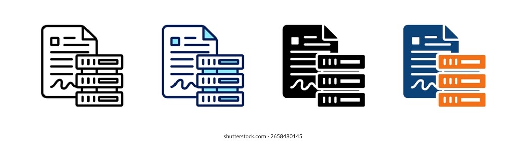 Conjunto de vetores de vários estilos de ícone multifuncional do contrato de hospedagem na Web