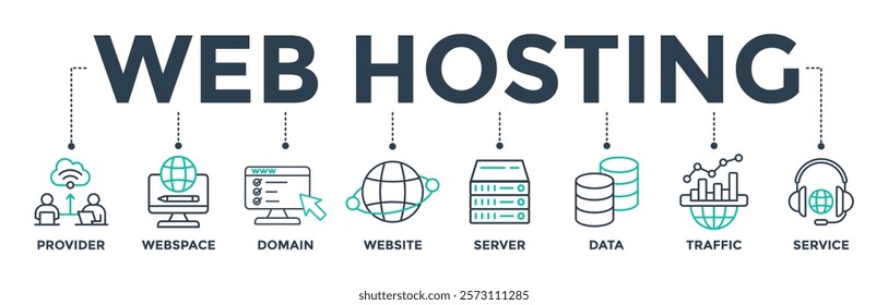 Web hosting banner web icon vector illustration for internet security and technology