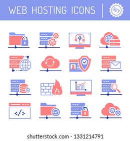 Web hosting and cloud services icons set