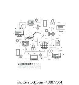 Web hosting and cloud technology. Database protection security. Global data transfer and storage  server. 