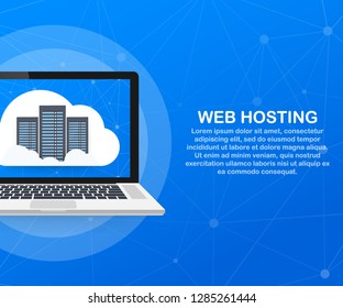 Web hosting concept with cloud computing icons design. Vector stock illustration.