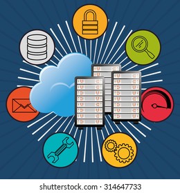 web hosting concept with cloud computing icons design, vector illustration 10 eps graphic.