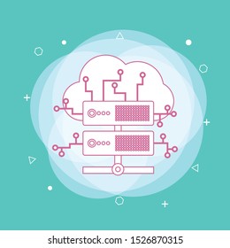 Web hosting concept with green background. Concept of line icon