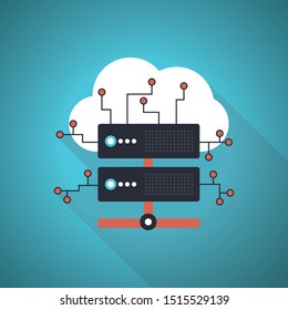 Web hosting concept with white background. Blue Theme Concept