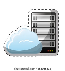 web hosting or data center related icons sticker image vector illustration design 