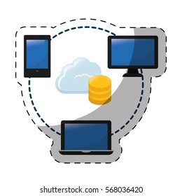 web hosting or data center related icons sticker image vector illustration design 