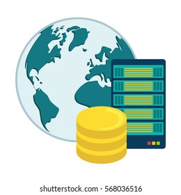 web hosting or data center related icons image vector illustration design 