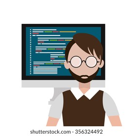 Web hosting and design icons graphic, vector illustration eps10