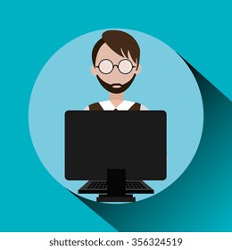 Web hosting and design icons graphic, vector illustration eps10