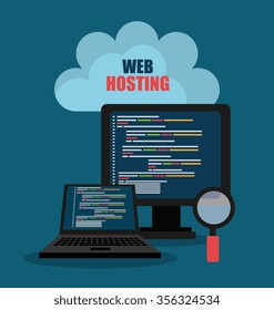 Web hosting and design icons graphic, vector illustration eps10
