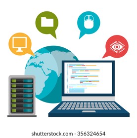 Web hosting and design icons graphic, vector illustration eps10