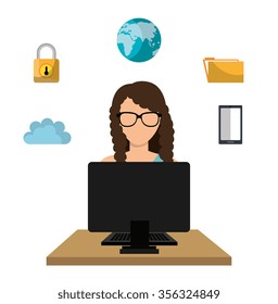 Web hosting and design icons graphic, vector illustration eps10