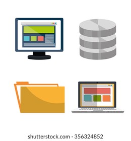 Web hosting and design icons graphic, vector illustration eps10