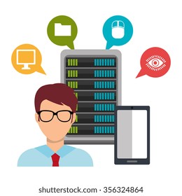 Web hosting and design icons graphic, vector illustration eps10