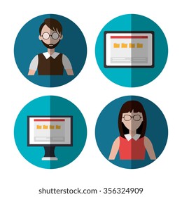 Web hosting and design icons graphic, vector illustration eps10