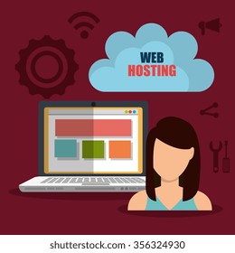 Web hosting and design icons graphic, vector illustration eps10