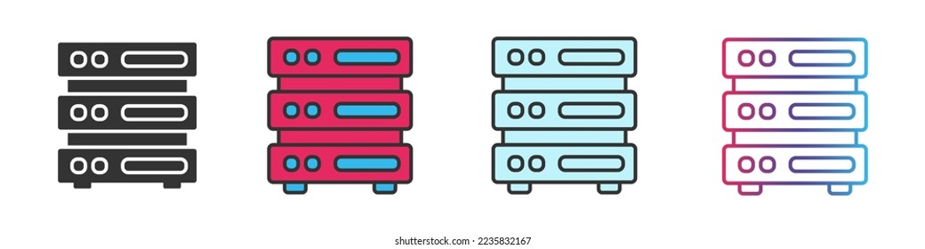 Web hosting different style icons set. Outline and filled vector sign.