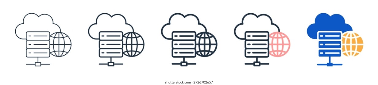 Web Hosting different style icons set vector illustration.