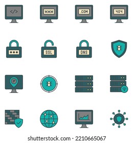 Web Hosting Filled Line Icon Set