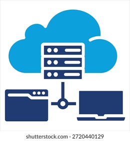 Web-Hosting flach blau Symbolstil