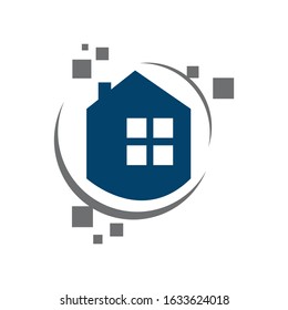web hosting house of digital home logo design vector illustrations