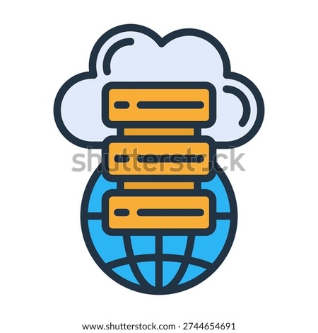 Web Hosting Icon Lineal Color Design Vector Illustration