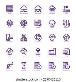 Web Hosting Icon Pack For Your Website, Mobile, Presentation, And Logo Design. Web Hosting Icon Basic Line Gradient Design. Vector Graphics Illustration And Editable Stroke.