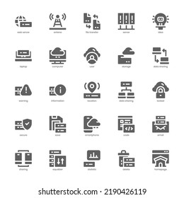 Web Hosting Icon Pack For Your Website, Mobile, Presentation, And Logo Design. Web Hosting Icon Glyph Design. Vector Graphics Illustration And Editable Stroke.