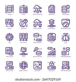 Web Hosting Icon pack para o seu site, celular, apresentação e design de logotipo. Web Hosting Icon line design de cor básica. Ilustração de gráficos vetoriais e traçado editável.