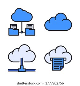 Web hosting icon set (Filled Line)= cloud folder, cloud, cloud network, cloud file.
Perfect for website mobile app, presentation, illustration and any other projects.