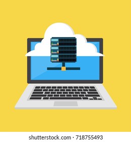 Web hosting icon or symbol. Cloud hosting. Flat design