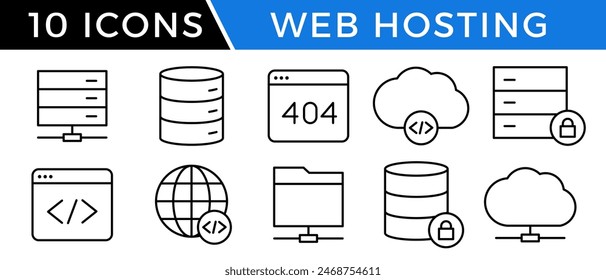 Web hosting icon vector set. Hosting server symbol