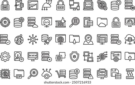 Web hosting icons collection is a vector illustration with editable stroke.