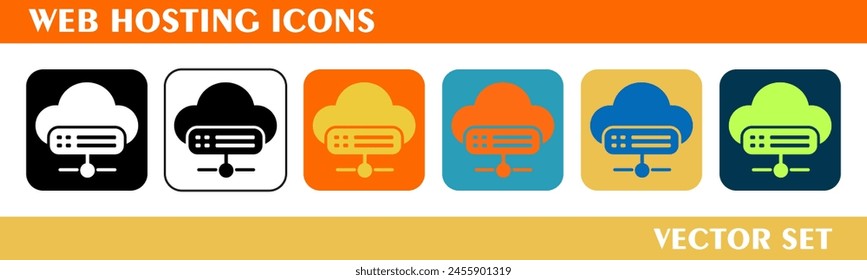 Web Hosting Icons Design. Für Zeichen-, Symbol-, Webdesign- oder Web-Grafiken. Vektorgrafik flache Abbildung.