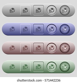 Web hosting icons on rounded horizontal menu bars in different colors and button styles