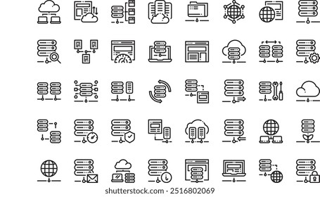 Web hosting icons pack High-Quality Vector Icons Collection with Editable Stroke. Ideal for Professional and Creative Projects.