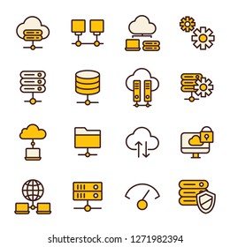 Web hosting icons set. Collection hosting related icons.
